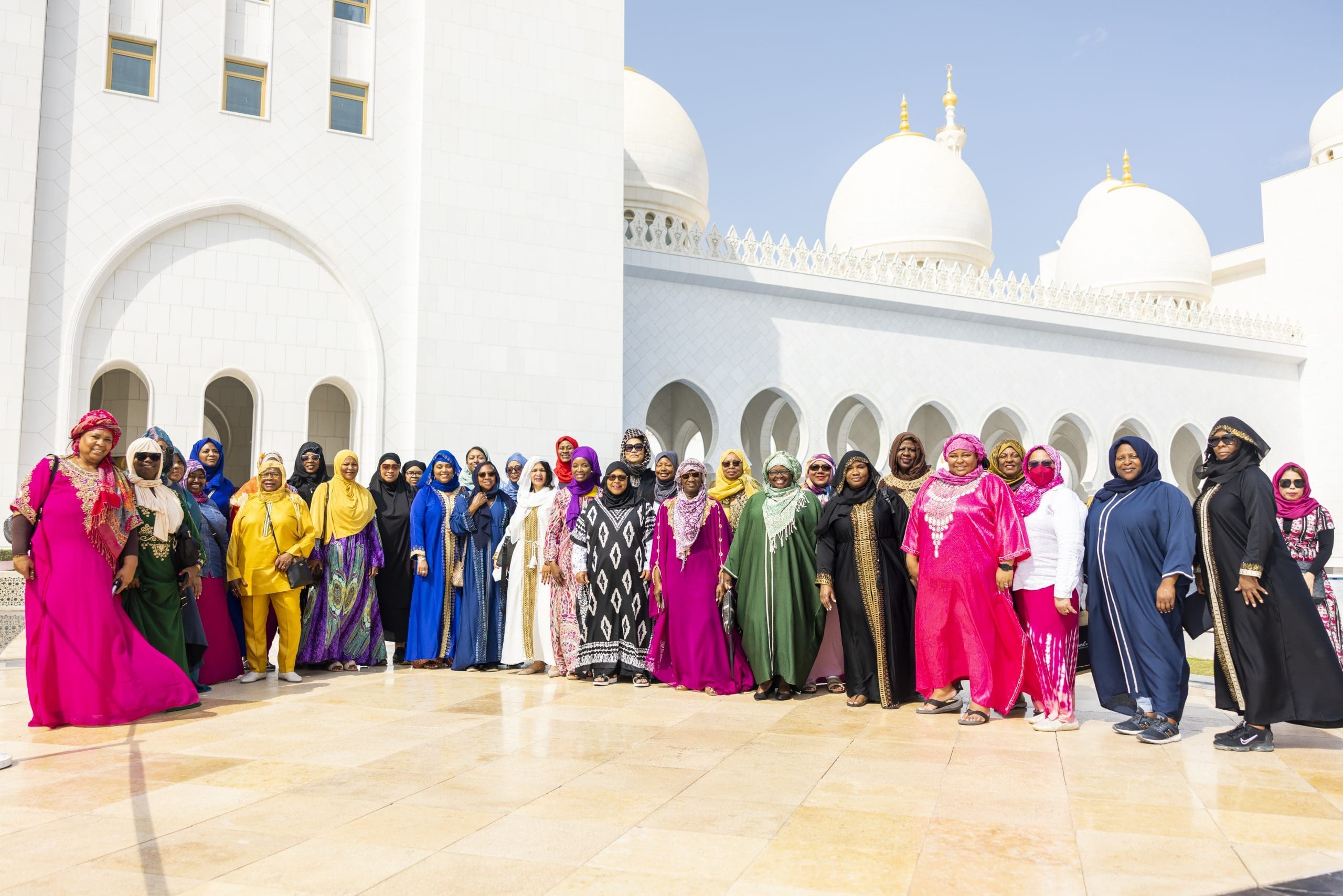 Group of black woman in front of temple in Dubai 